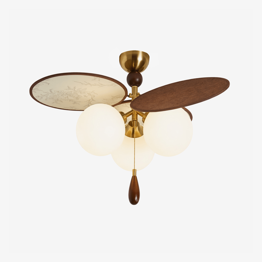 Artisan Floral Disc Ceiling Light with Opal Glass Globes