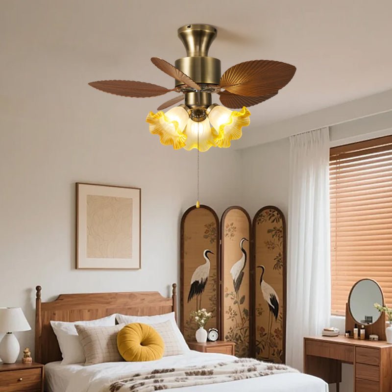 Botanical Vintage Ceiling Fan Light with Glass Shades