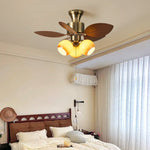 Botanical Vintage Ceiling Fan Light with Glass Shades
