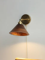 Vintage Wood Plug In Wall Lamp