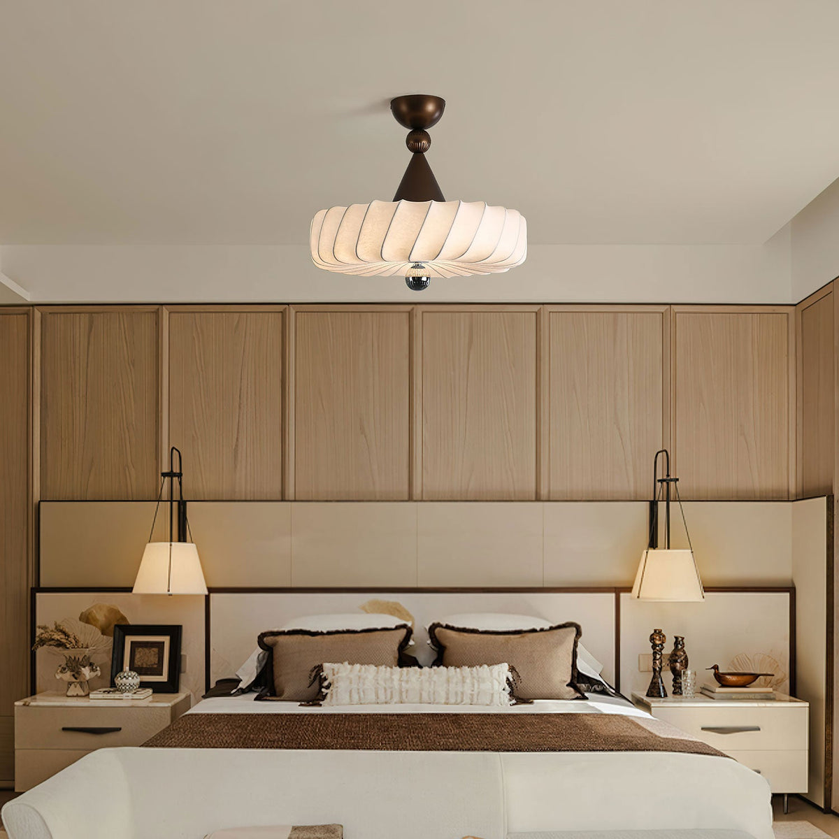 Virelle Spiral Ceiling Light in Bronze and Silk
