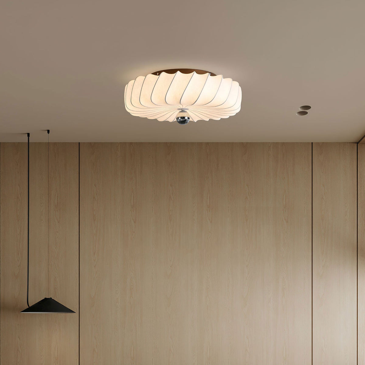 Virelle Spiral Ceiling Light in Bronze and Silk
