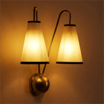 Vireo Twin Wall Light – Modern Brass & Fabric Sconce for Bedroom, Living Room, Hallway