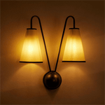 Vireo Twin Wall Light – Modern Brass & Fabric Sconce for Bedroom, Living Room, Hallway