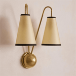 Vireo Twin Wall Light – Modern Brass & Fabric Sconce for Bedroom, Living Room, Hallway