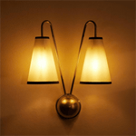 Vireo Twin Wall Light – Modern Brass & Fabric Sconce for Bedroom, Living Room, Hallway