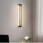 Virex Layered Alabaster Wall Sconce in Black Metal