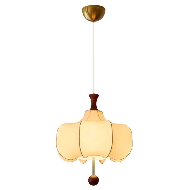 Vivienne Cloud Fabric Pendant Light with Walnut Wood Accents