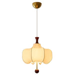 Vivienne Cloud Fabric Pendant Light with Walnut Wood Accents