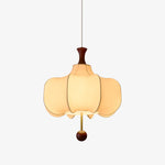 Vivienne Cloud Fabric Pendant Light with Walnut Wood Accents