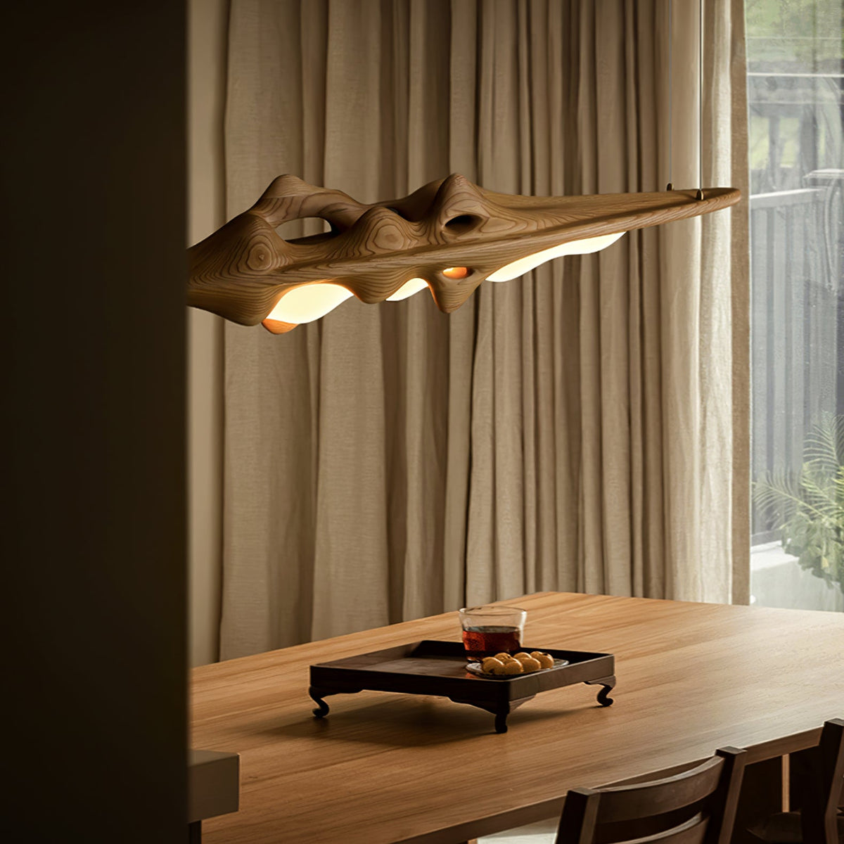 Volar Drift Modern Wood LED Pendant Light for Dining Room and Kitchen Island