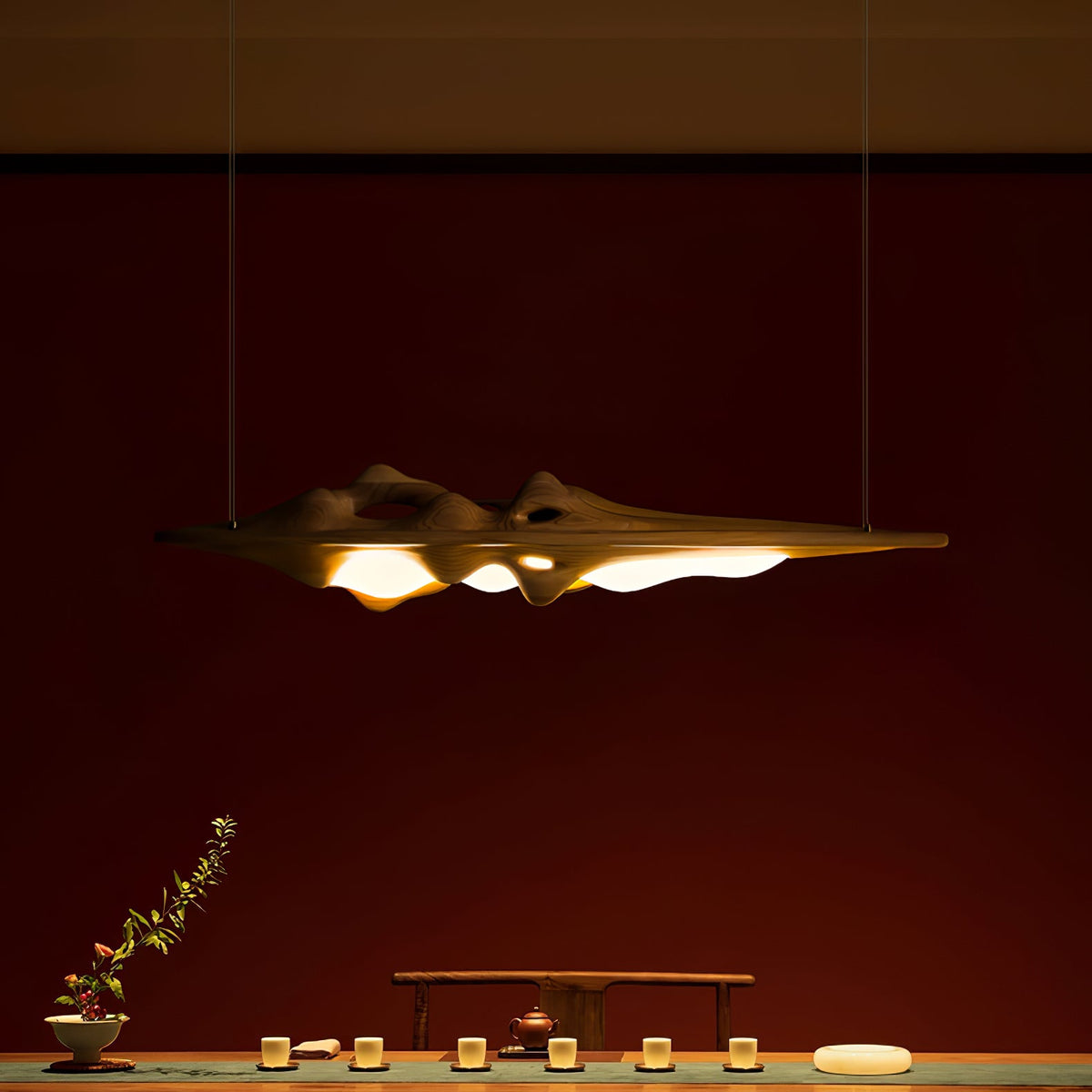 Volar Drift Modern Wood LED Pendant Light for Dining Room and Kitchen Island