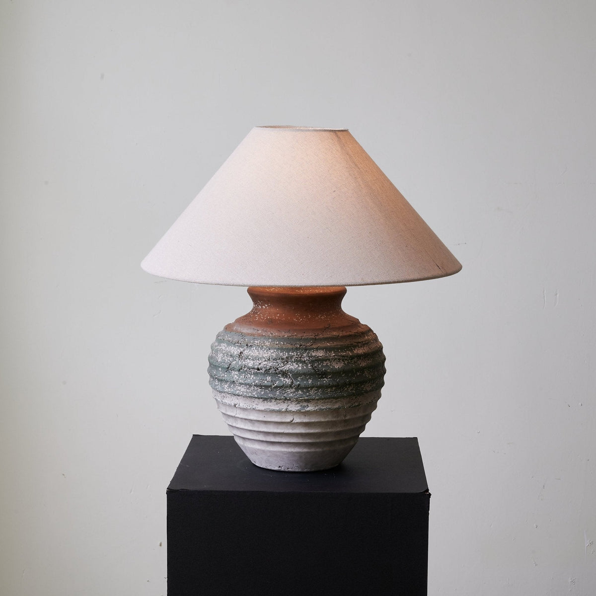 Volca Gradient Ceramic Table Lamp with Linen Shade