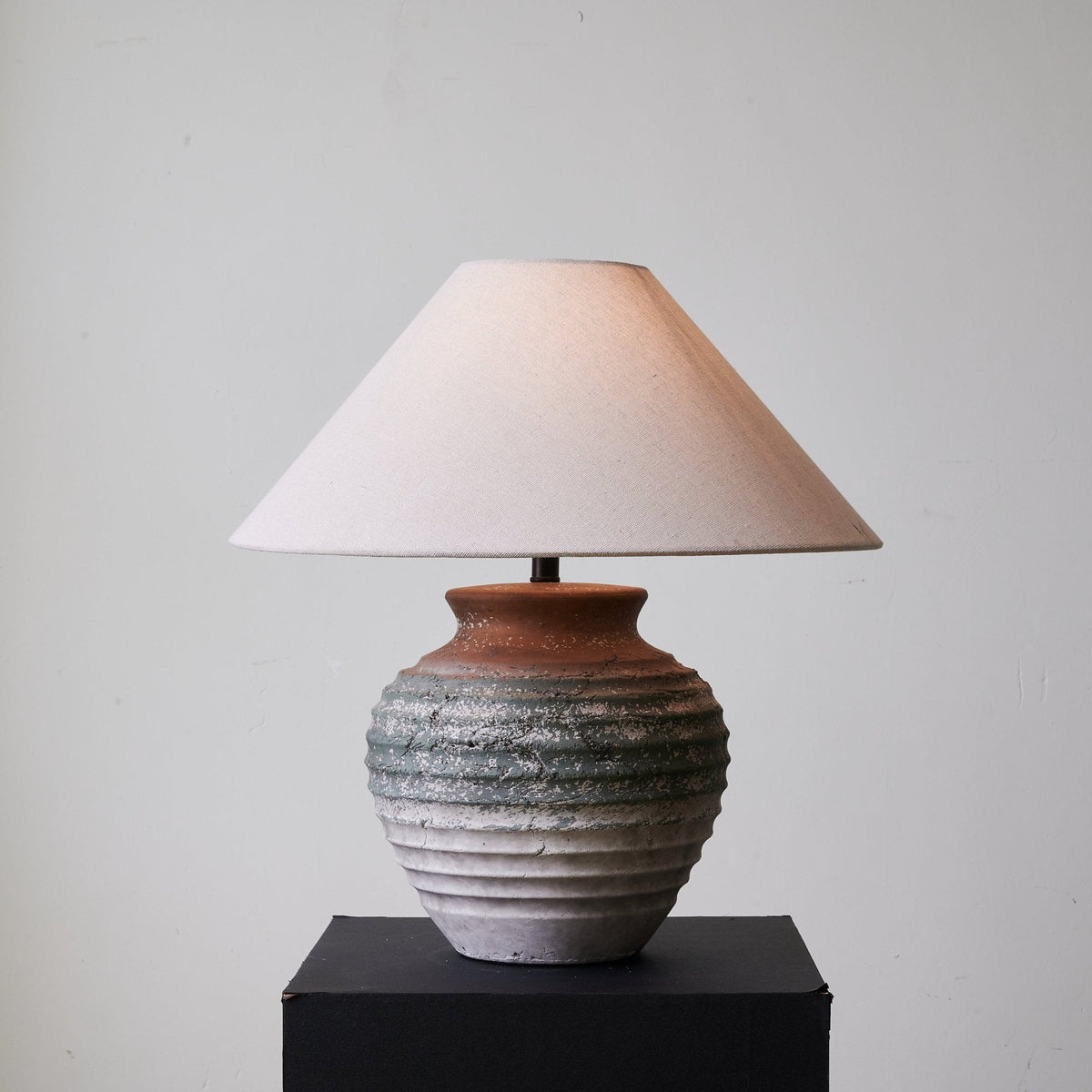 Volca Gradient Ceramic Table Lamp with Linen Shade