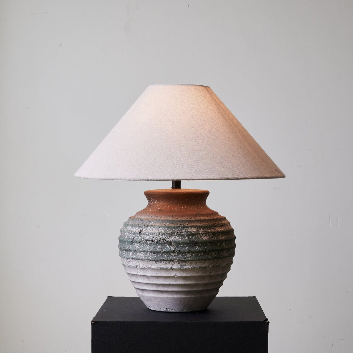 Volca Gradient Ceramic Table Lamp with Linen Shade