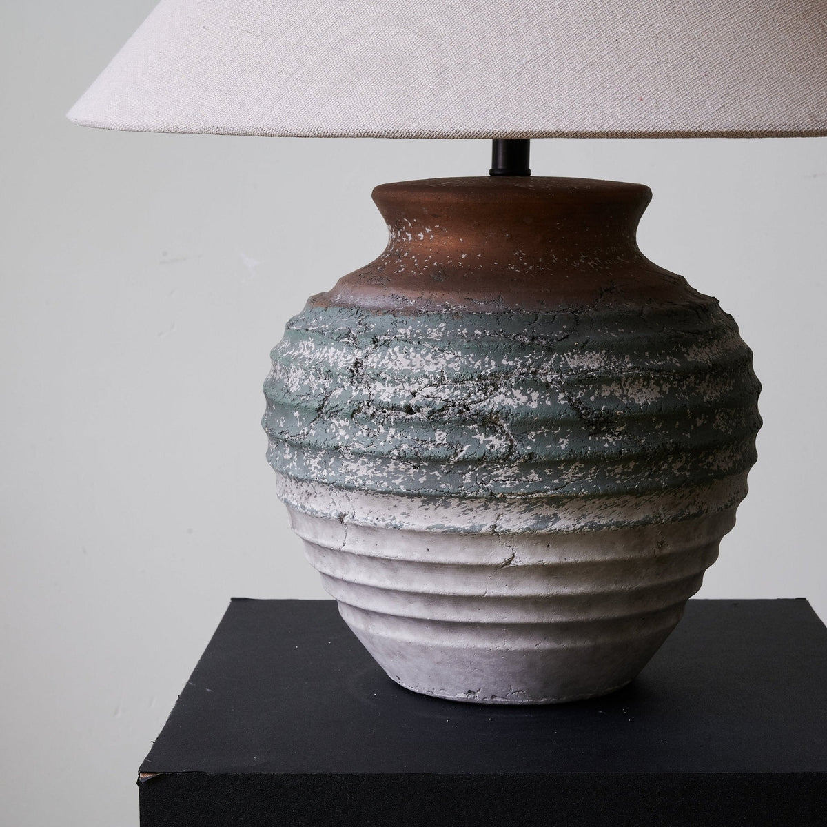 Volca Gradient Ceramic Table Lamp with Linen Shade