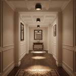 Volcanic Glow Flush Mount Ceiling Light in Black Travertine and Walnut