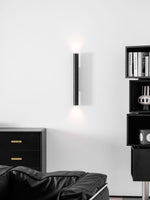 Volcanic Noir Wall Sconce – Black Travertine & Walnut Up-Down Light