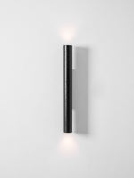 Volcanic Noir Wall Sconce – Black Travertine & Walnut Up-Down Light
