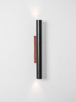Volcanic Noir Wall Sconce – Black Travertine & Walnut Up-Down Light