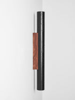 Volcanic Noir Wall Sconce – Black Travertine & Walnut Up-Down Light