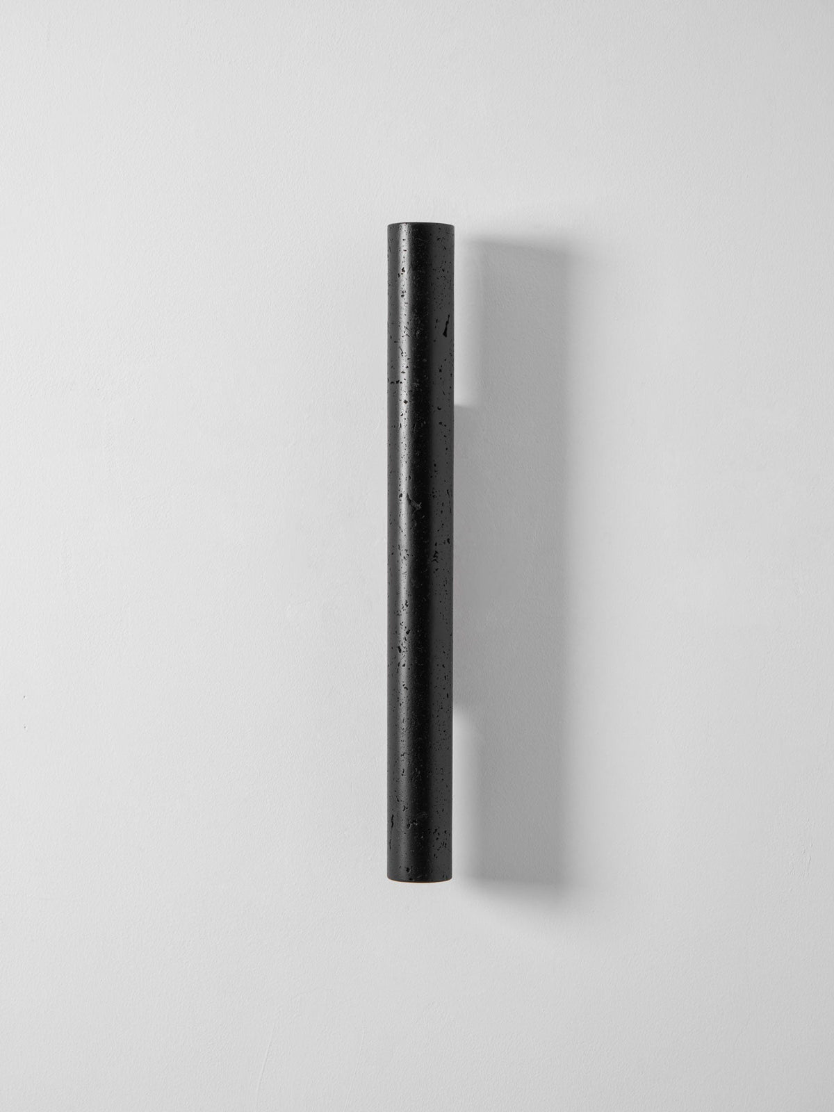 Volcanic Noir Wall Sconce – Black Travertine & Walnut Up-Down Light