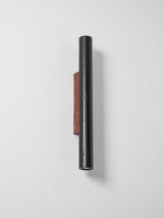 Volcanic Noir Wall Sconce – Black Travertine & Walnut Up-Down Light