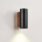 Volcanic Noir Wall Sconce – Black Travertine & Walnut Up-Down Light