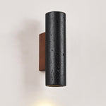Volcanic Noir Wall Sconce – Black Travertine & Walnut Up-Down Light