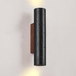 Volcanic Noir Wall Sconce – Black Travertine & Walnut Up-Down Light