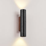 Volcanic Noir Wall Sconce – Black Travertine & Walnut Up-Down Light