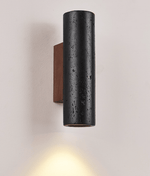 Volcanic Noir Wall Sconce – Black Travertine & Walnut Up-Down Light