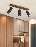 Walnut Wood and Black Travertine Ceiling Spot Light, 3 or 4 Light