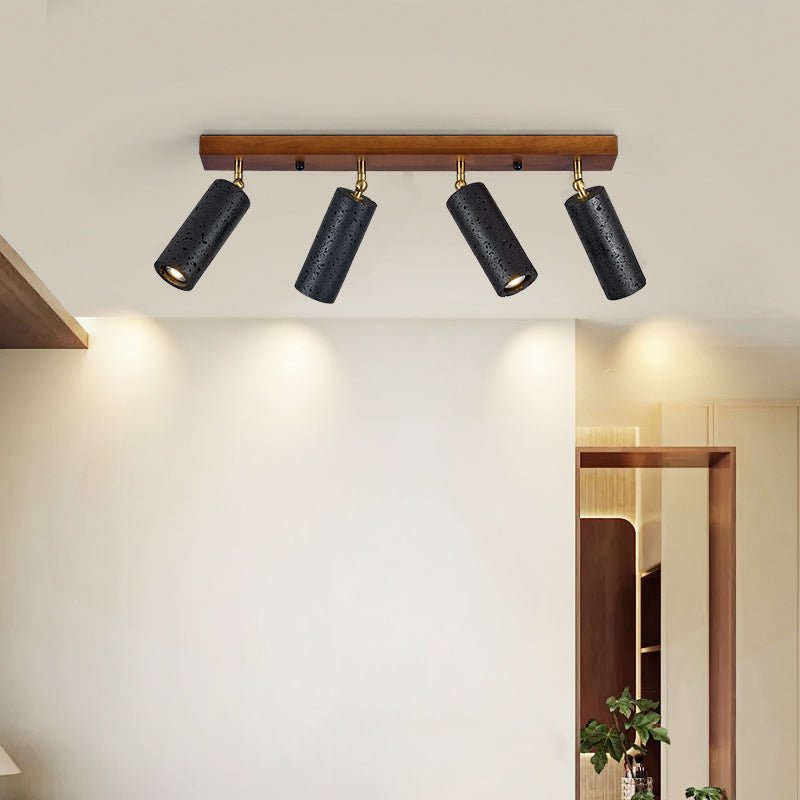 Walnut Wood and Black Travertine Ceiling Spot Light, 3 or 4 Light