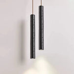 Volkan Black Travertine Tube Pendant Light – Modern Architectural Hanging Lamp