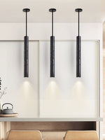 Volkan Black Travertine Tube Pendant Light – Modern Architectural Hanging Lamp
