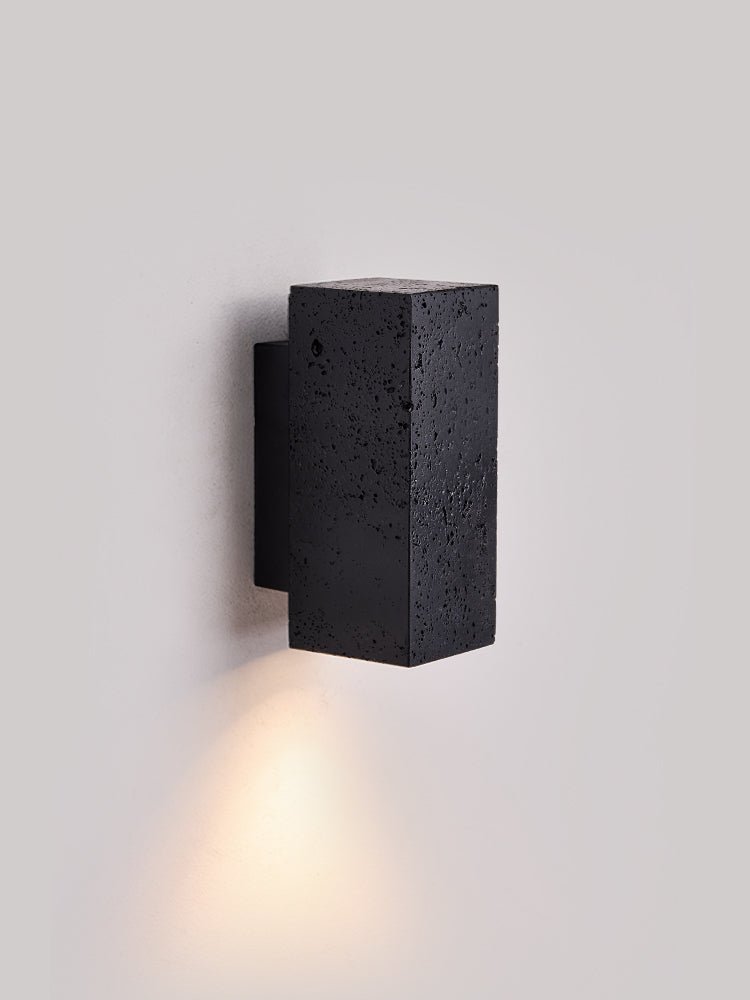 Volkris Black Travertine Wall Sconce — Modern Stone Architectural Lighting