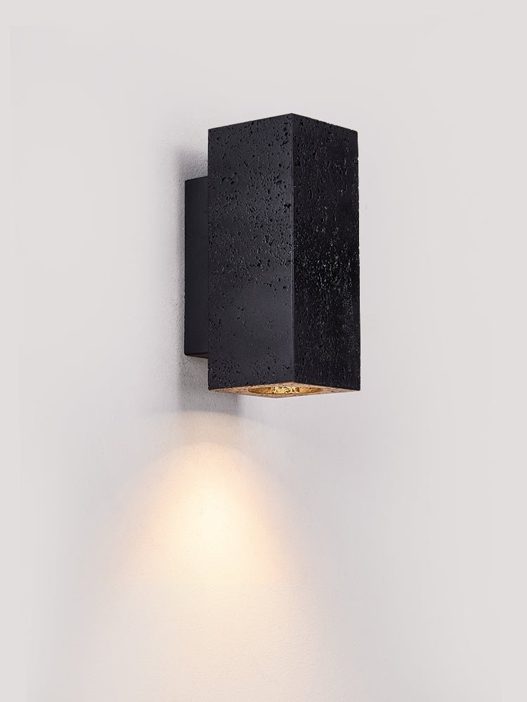 Volkris Black Travertine Wall Sconce — Modern Stone Architectural Lighting