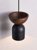 Volterra Echo Pendant Light in Black Travertine and Walnut