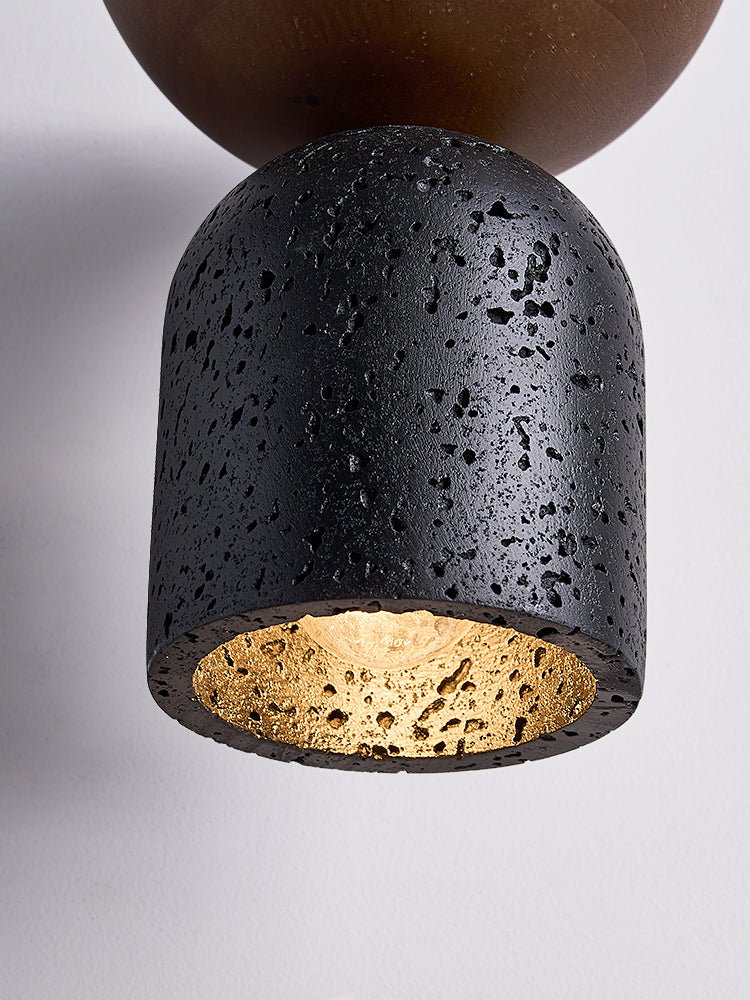 Volterra Echo Pendant Light in Black Travertine and Walnut