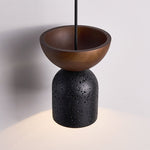 Volterra Echo Pendant Light in Black Travertine and Walnut
