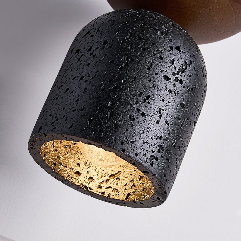 Volterra Echo Pendant Light in Black Travertine and Walnut