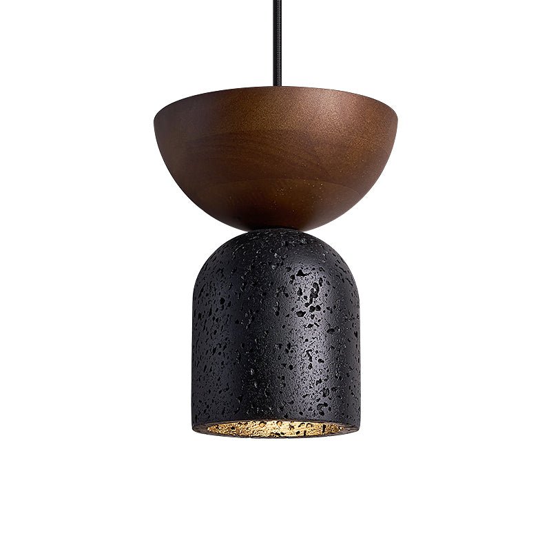 Volterra Echo Pendant Light in Black Travertine and Walnut