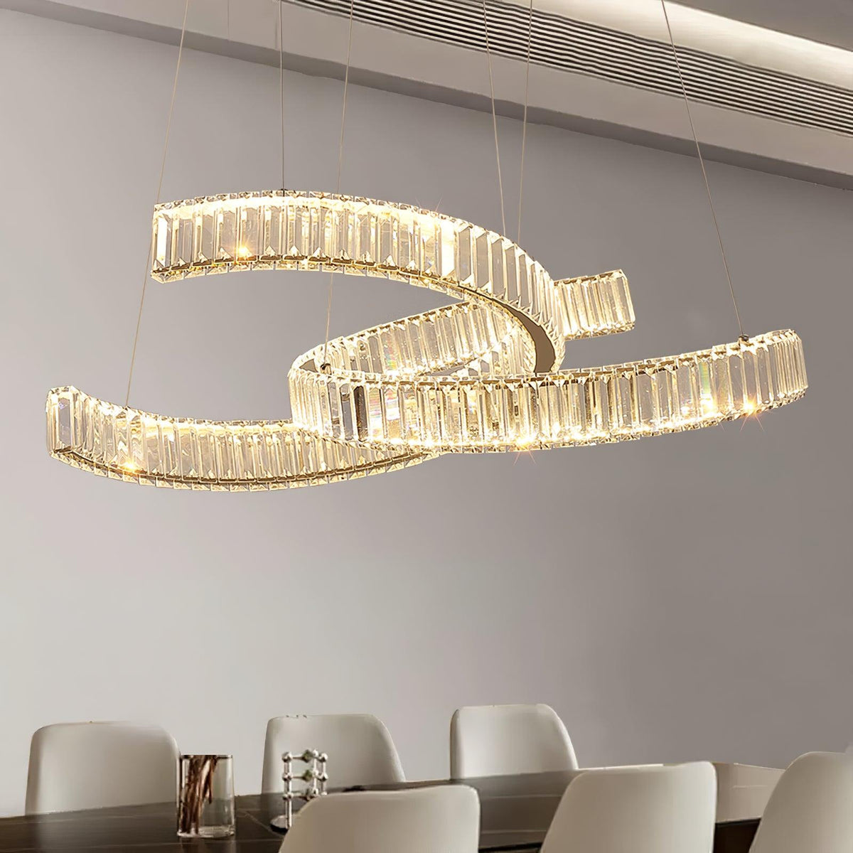 Vortex Crystal Chandelier in Gold Finish for Modern Interiors