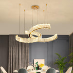 Vortex Crystal Chandelier in Gold Finish for Modern Interiors