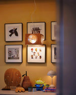 Vintage Camera Pendant Light in Cherry Wood with Glass Lens