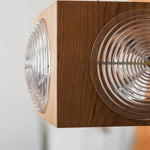 Vintage Camera Pendant Light in Cherry Wood with Glass Lens