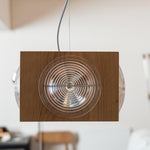 Vintage Camera Pendant Light in Cherry Wood with Glass Lens