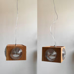 Vintage Camera Pendant Light in Cherry Wood with Glass Lens