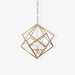 Voss Brass Geometric Pendant Light – Modern Cube Chandelier
